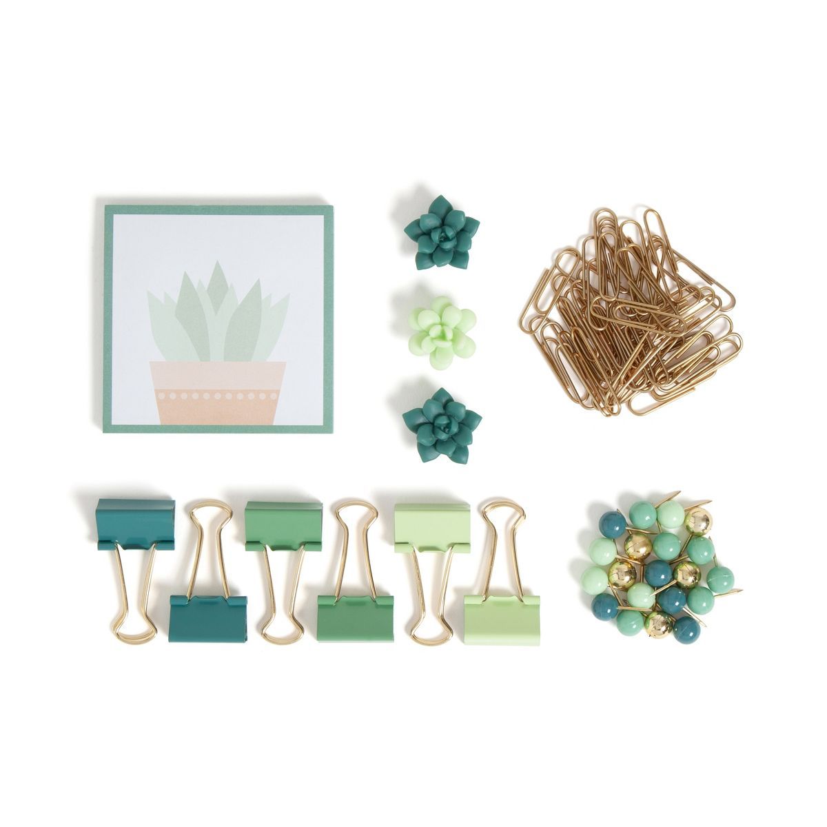 U Brands 65ct Office Accessories Kit with Sticky Notepad Succulents | Target