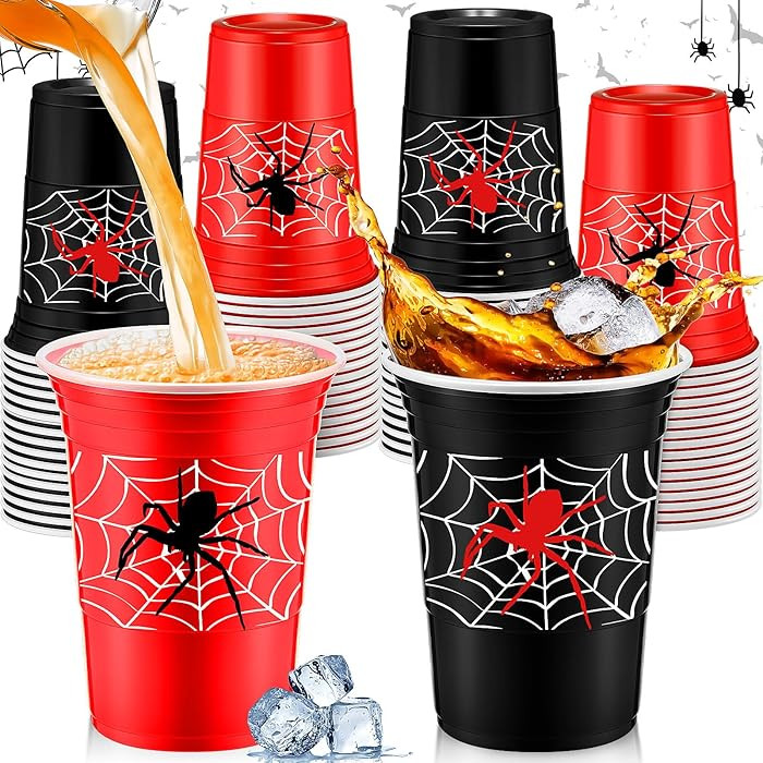 Norme 48 Pcs Spider Party Supplies Bulk 16 oz Spider Thick Plastic Disposable Cup Hot Cold Drink ... | Amazon (US)