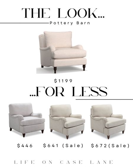 The look for less, save or splurge, rh dupe, furniture dupe, dupes, designer dupes, designer furniture look alike, home furniture, pottery barn dupe, pottery barn Carlisle chair dupe, accent chair, white accent chair, affordable accent chair 