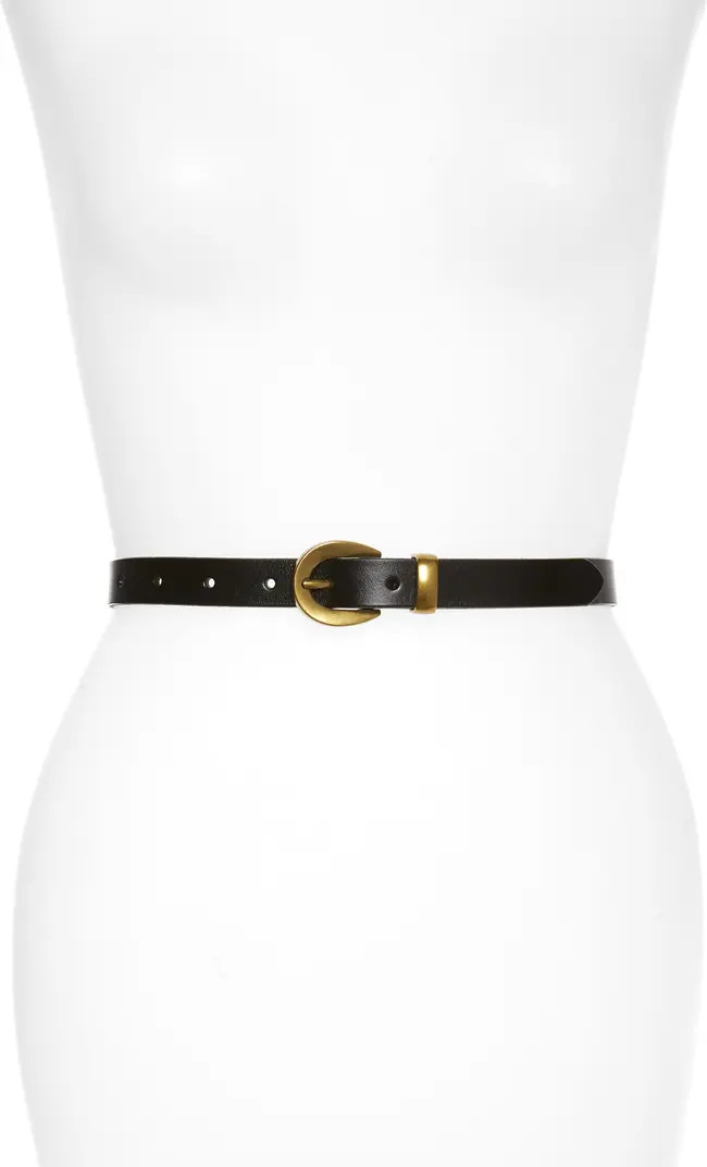 Chunky Buckle Leather Skinny Belt | Nordstrom