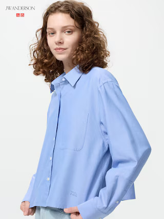 Women's Oxford Boxy Cropped Shirt Blue 2XL UNIQLO US | UNIQLO (US)