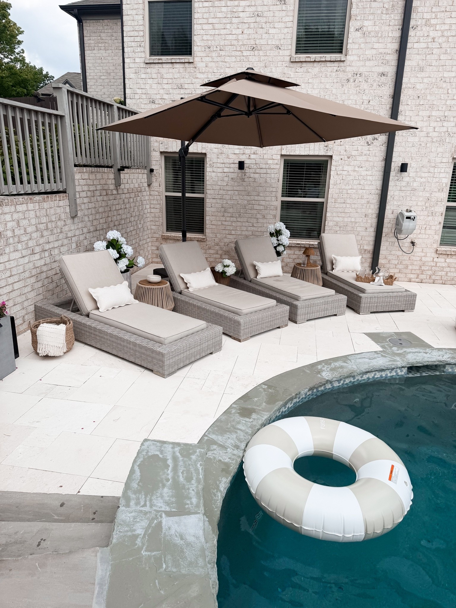 Sunday still views of our pool chaise lounge area 🤍

#LTKHome #LTKSeasonal
