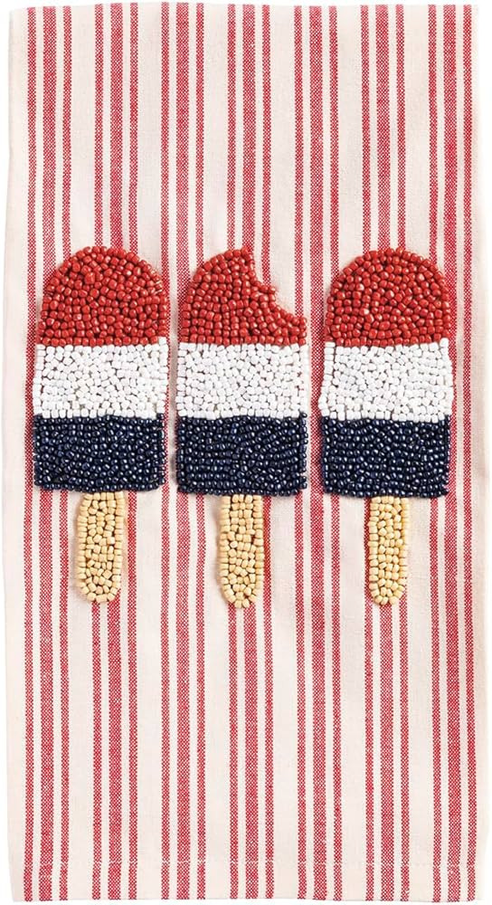 Mud Pie Red Ice Pop Beaded Americana Towel | Amazon (US)