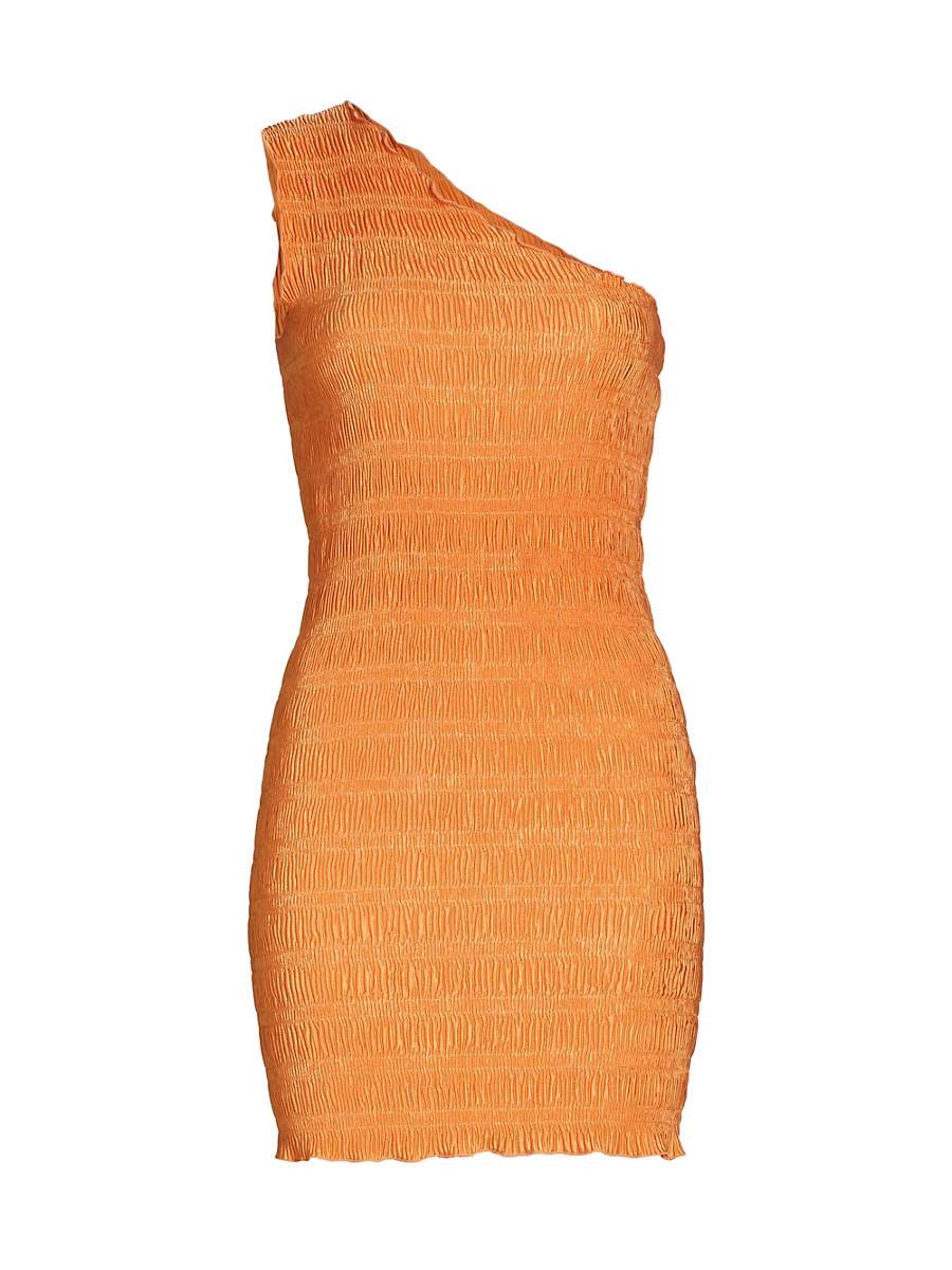 Women's Nuits D'Été Gigi One-Shoulder Smocked Minidress - Sunset - Size 2 | Saks Fifth Avenue