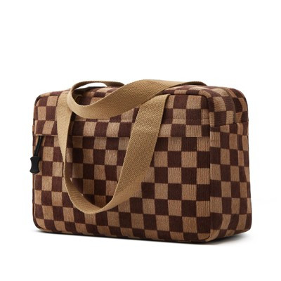 Narwey Large Makeup Bag for Women Corduroy Cosmetic bag Make up Bags (Checkered Darkbrown) | Target