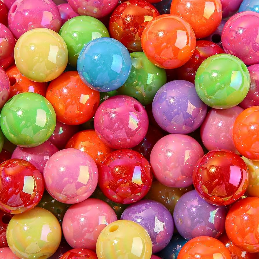 16mm Acrylic Beads 100pcs Ab Rainbow Color Pen Beads Chunk Bubblegum Beads for DIY for Jewelry Ma... | Amazon (US)