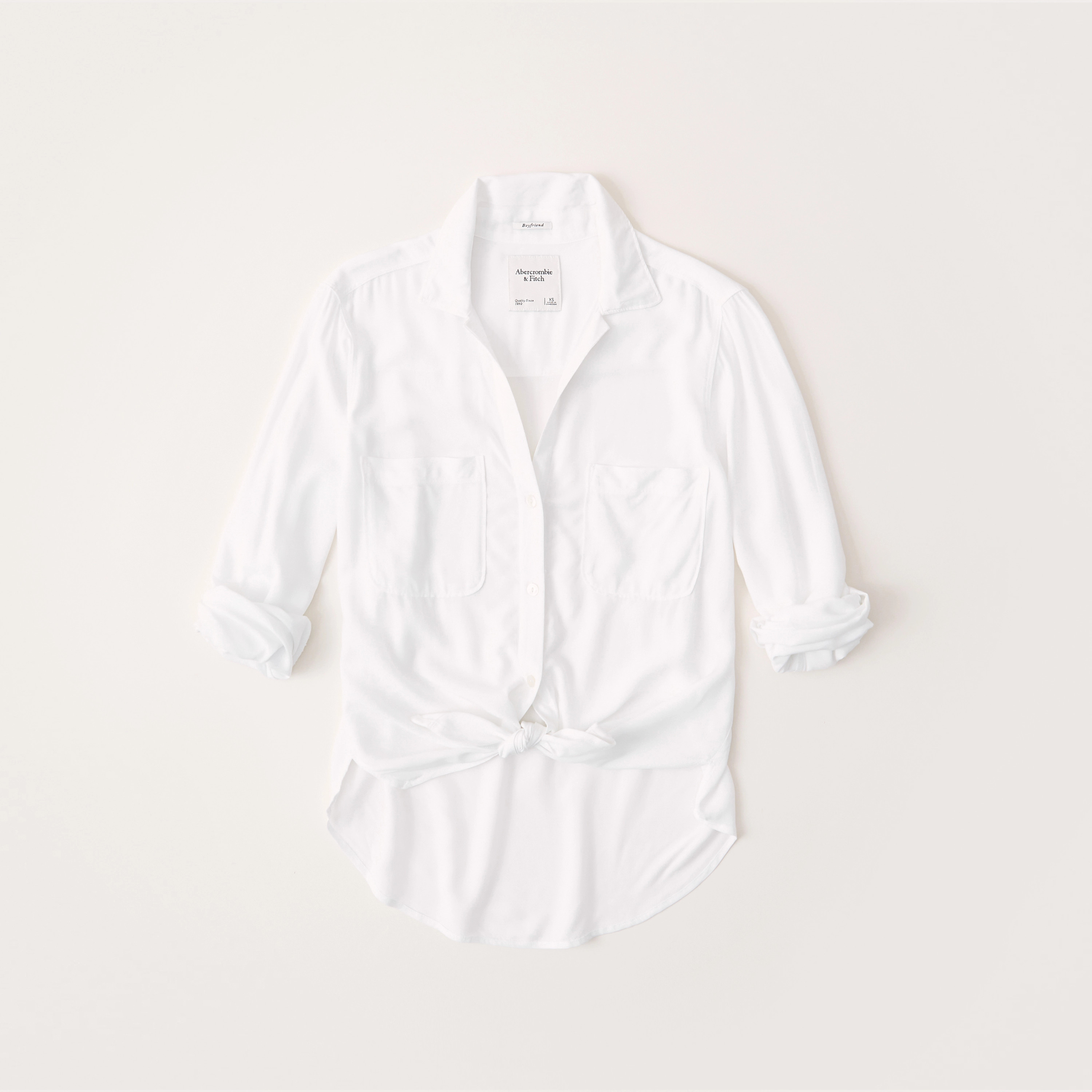 Long-Sleeve Tie-Front Shirt | Abercrombie & Fitch (US)