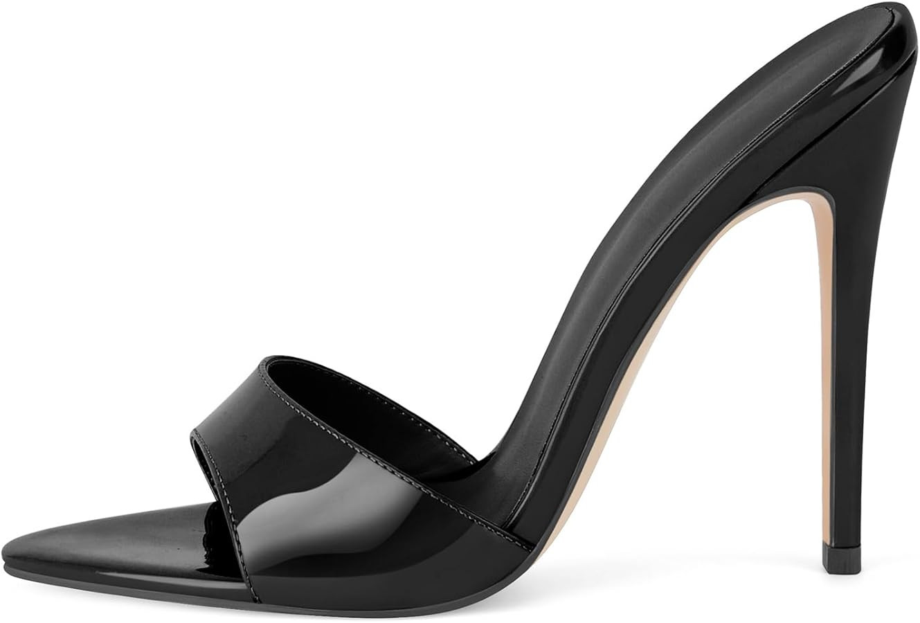 Only maker Heeled Slide Sandals for Women Open Toe Stiletto Mules High Heels Slip-On Dress Shoes ... | Amazon (US)