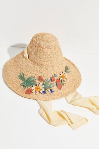 Wildflower Embroidered Straw Hat | Free People (Global - UK&FR Excluded)