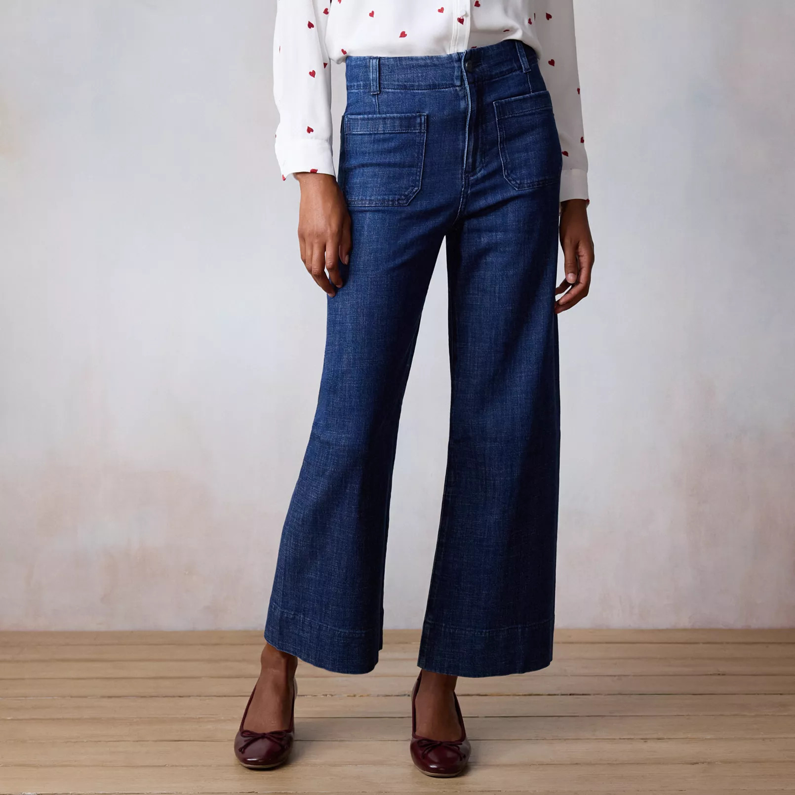 Women's LC Lauren Conrad Super High-Rise Wildflower Wide Leg Cropped Pants | Kohl's