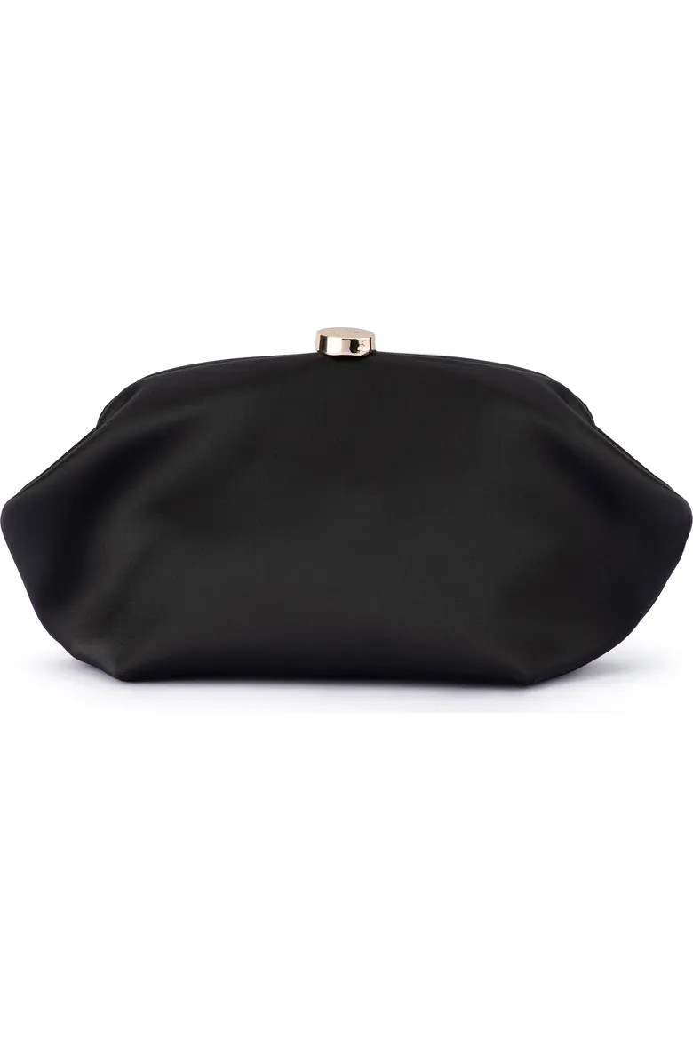 Olga Berg Karina Satin Frame Clutch in Black at Nordstrom | Nordstrom