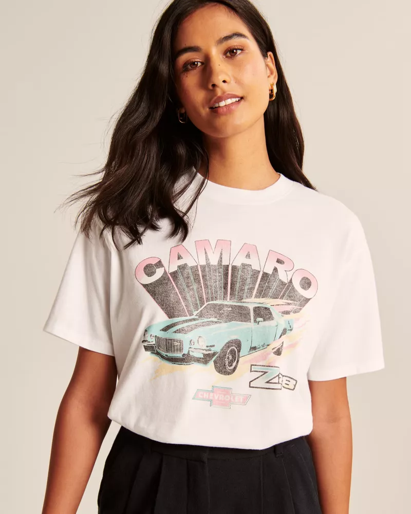 Women's Oversized Boyfriend Bronco Graphic Tee in Cream | Size Xs | Abercrombie & Fitch