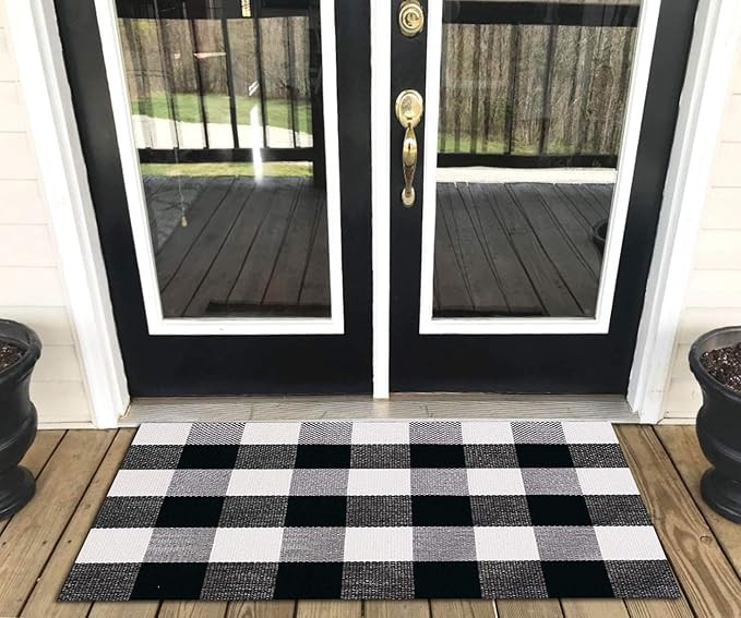 Levinis Buffalo Check Rug - Cotton Washable Porch Rugs Door Mat Hand-Woven Checkered Plaid Rug fo... | Amazon (US)