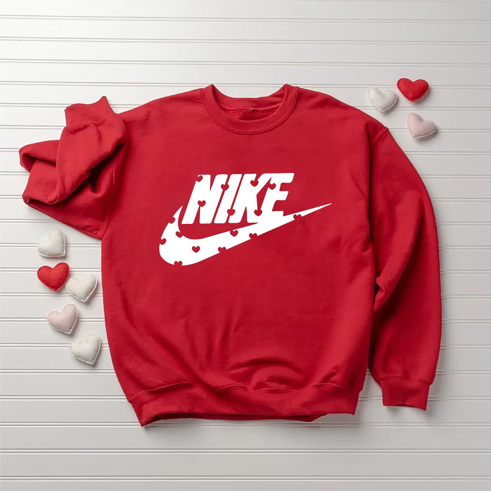 Valentines Swoosh Sweatshirt Heart Valentines Day Shirt - Etsy | Etsy (US)