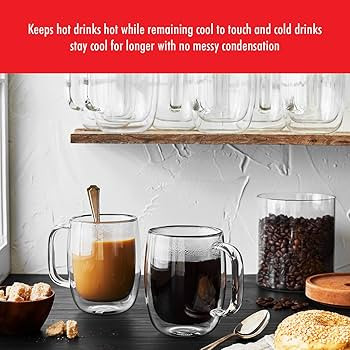 ZWILLING Sorrento Plus 4-pc Double Wall Glass , Insulated Coffee Mug, Clear | Amazon (US)