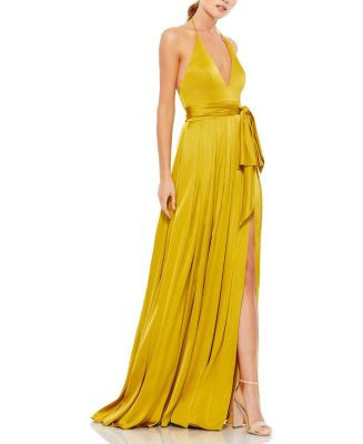 Mac Duggal Charmeuse Halter Strap Soft Tie Waist Gown  | Bloomingdale's Women | Bloomingdale's (US)