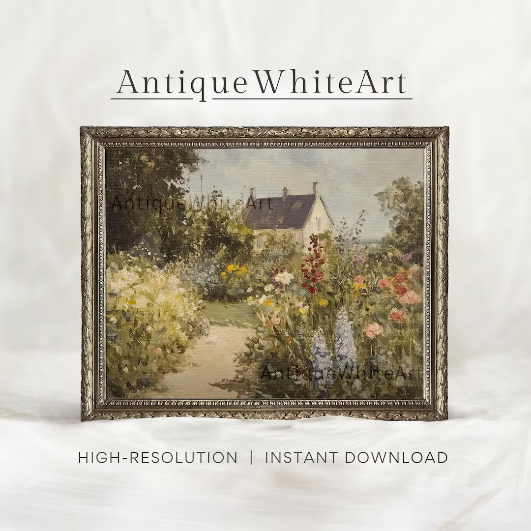 Printable Cottage Garden Wall Art, Spring Landscape Painting Print, Cottagecore Wall Art Decor, F... | Etsy (US)