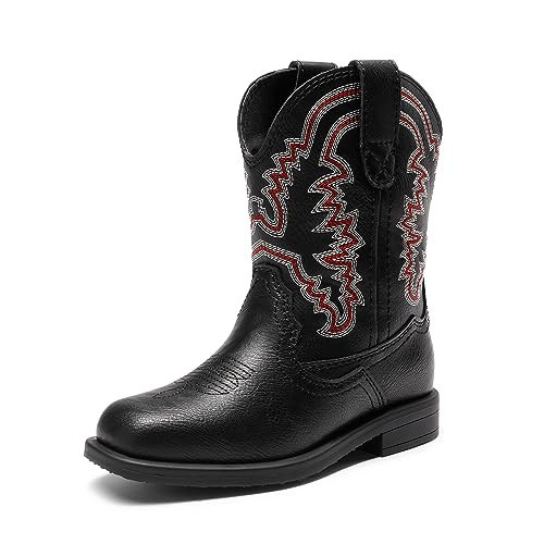 DREAM PAIRS Toddler Little Boys Girls Cowboy Boots Kids Western Square Toe Riding Mid Calf Boots,Size 11 Little Kid,Black,SDBO2307K | Amazon (US)