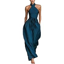 REASERAL Womens Solid Color Jumpsuit Backless Halter Sexy Slim Top Wide Leg Pants Date Night Jump... | Amazon (US)