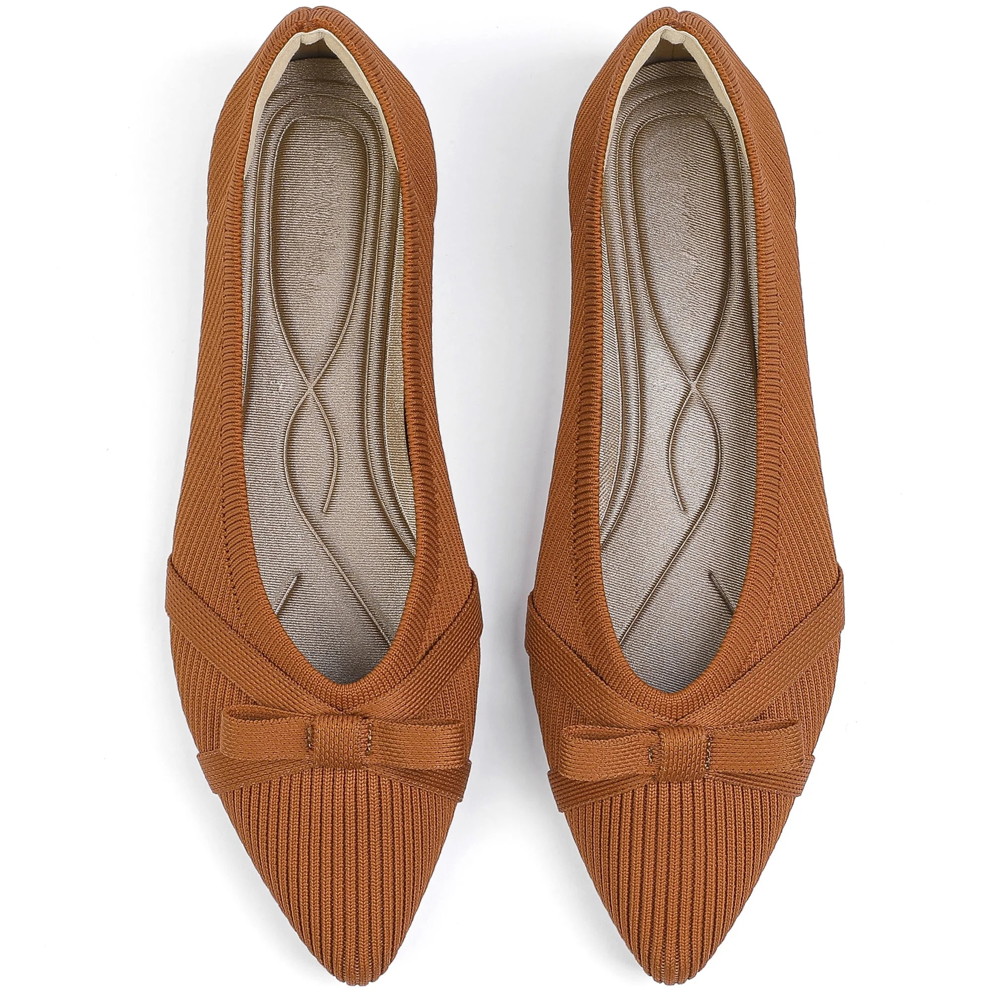 Northblanc Womens Flats Pointed Toe Dressy Ballet Flat Shoes with Bow Knit Comfortable Business O... | Walmart (US)