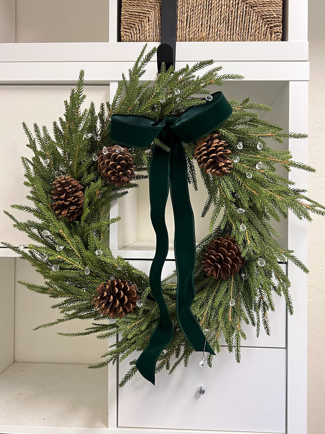 Ralph Lauren Christmas Nostalgic Norfolk Pine Wreath Green or Plaid Velvet Ribbon Faux Crystals a... | Etsy (US)