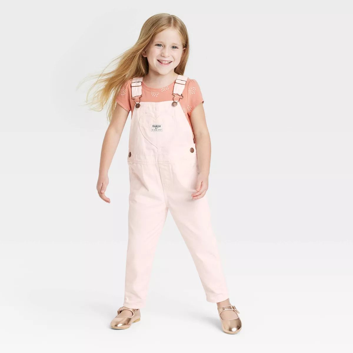OshKosh B'gosh Toddler Girls' Heart Overalls - Pink | Target