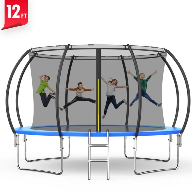 FUNTOK 12 FT Trampoline with Enclosure Net for Kids Adults, 1000 LBS New Upgraded Recreational Ba... | Walmart (US)