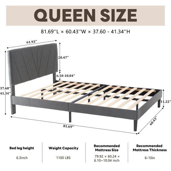 Bed Frame with Upholstered Headboard | Wayfair North America