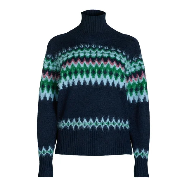 Free Assembly Women’s Fair Isle Turtleneck Sweater, Midweight, Sizes XS-XXXL | Walmart (US)