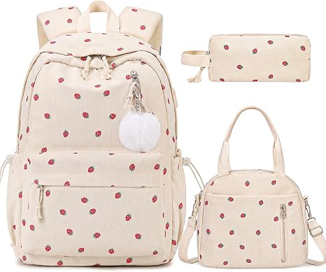 ACESAK Backpack for Girls - Corduroy Girls Backpack with Lunch Bag & Pencil Pouch for Teen Kids L... | Amazon (US)