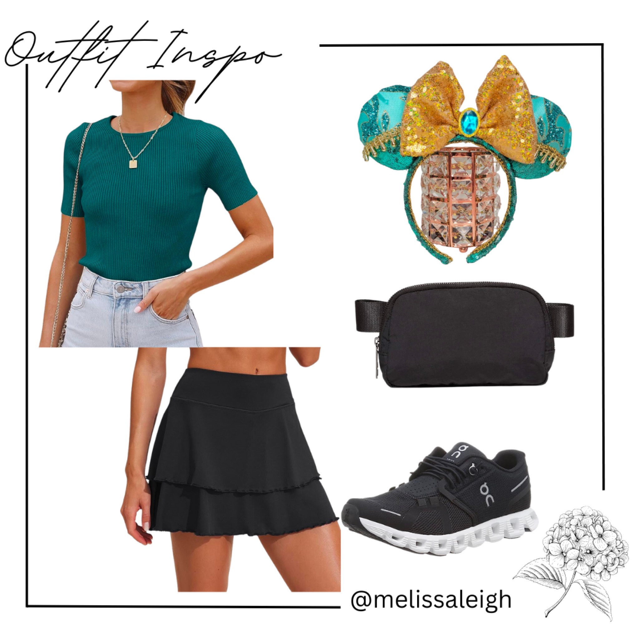 Jasmine Mickey ears, amazon teal crewneck ribbed shirt, Amazon skort, on cloud sneakers, amazon belt bag 

Midsize, midsize outfit, size 10, ootd, Outfit inspo, amazon finds, Disney parks Outfit, Disney bound,  under $50 outfit, affordable outfit, casual outfit, Disney princess, Etsy finds, princess ears, Mickey ears, minimal Disney style, #ltkdisney, Disney ears, Disney aesthetic, theme park outfit, Disney parks outfit ideas, comfy Disney outfit, small business finds 

#LTKtravel #LTKmidsize #LTKfindsunder50