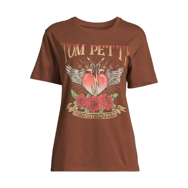 Time and Tru Women’s Tom Petty Graphic Band Tee with Short Sleeves, Sizes XS-XXXL | Walmart (US)