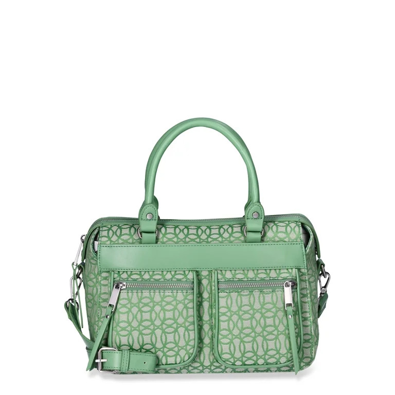Time and Tru Women's Beckett Satchel Handbag, Green Jacquard - Walmart.com | Walmart (US)