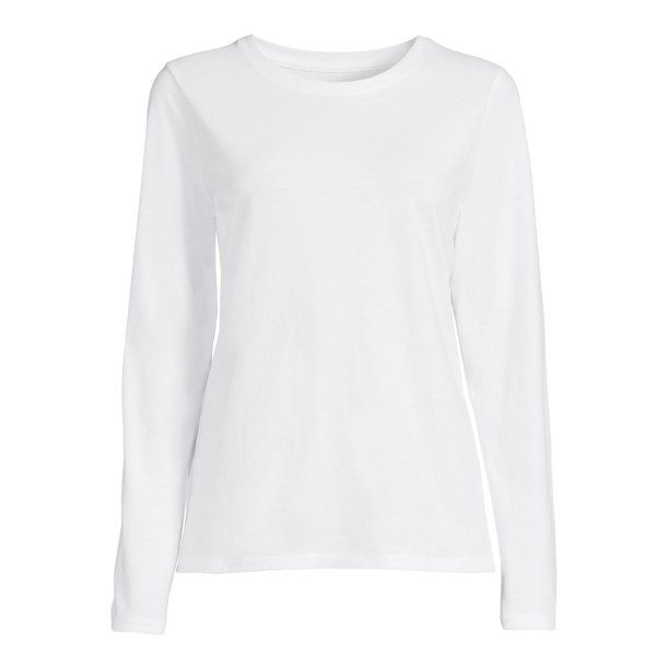 Time And Tru Women's Crewneck Tee with Long Sleeves - Walmart.com | Walmart (US)