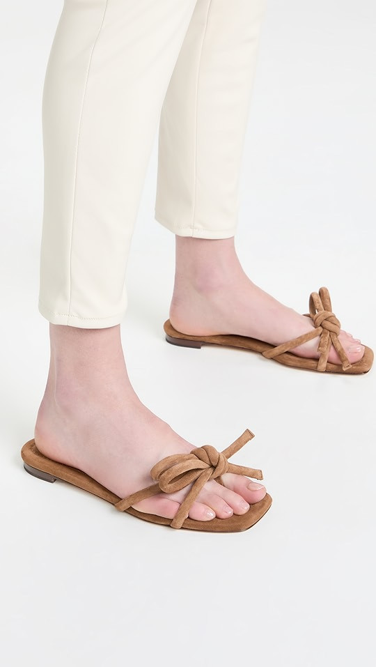 Leather Bow Flat Sandals | Shopbop