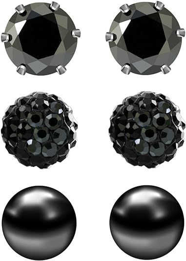 JewelrieShop Birthstone Studs Earring Set Cubic Zirconia Rhinestones Crystal Ball Faux Pearl Stai... | Amazon (US)