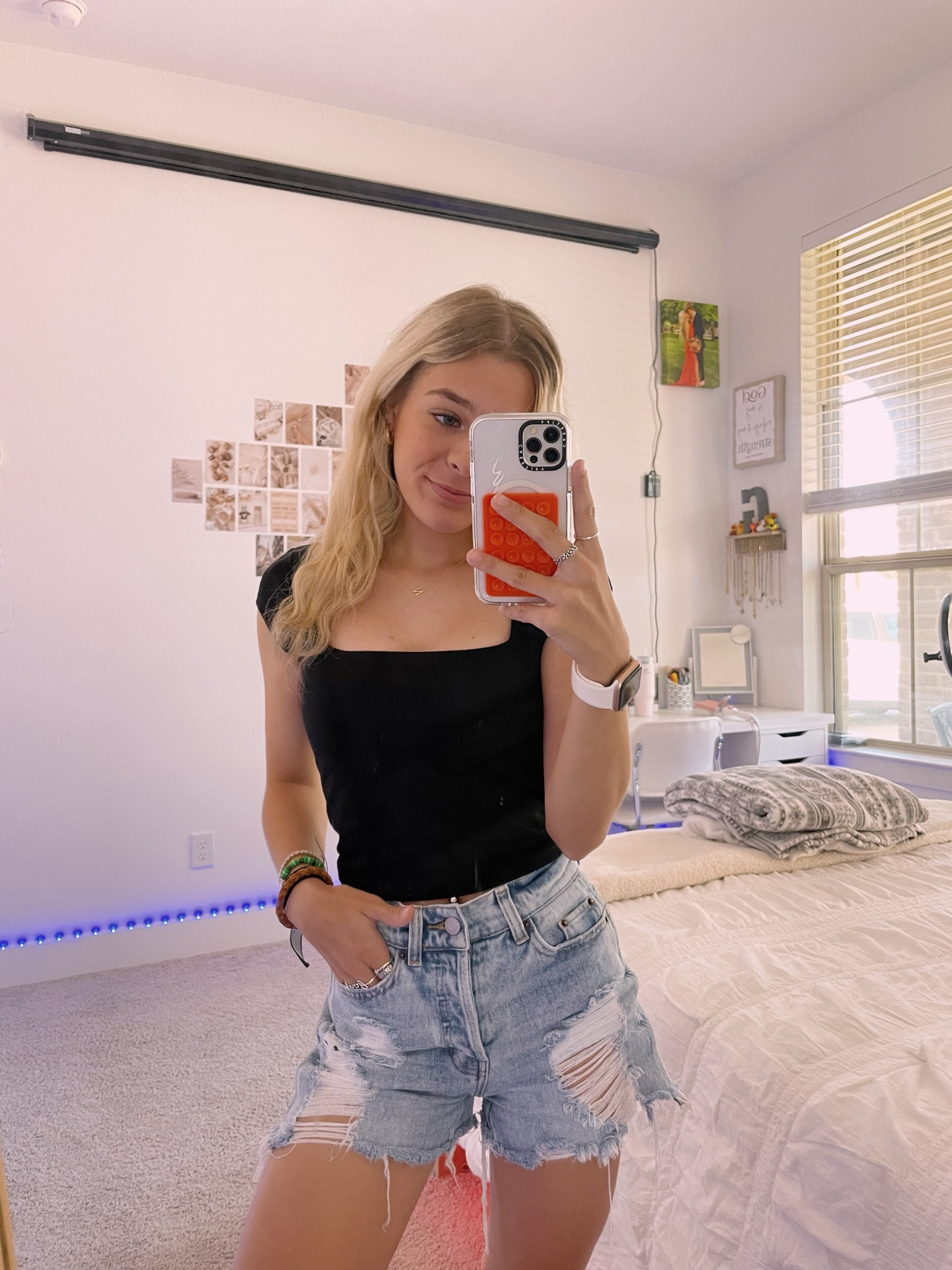 wearing a size xs top and 22 shorts!