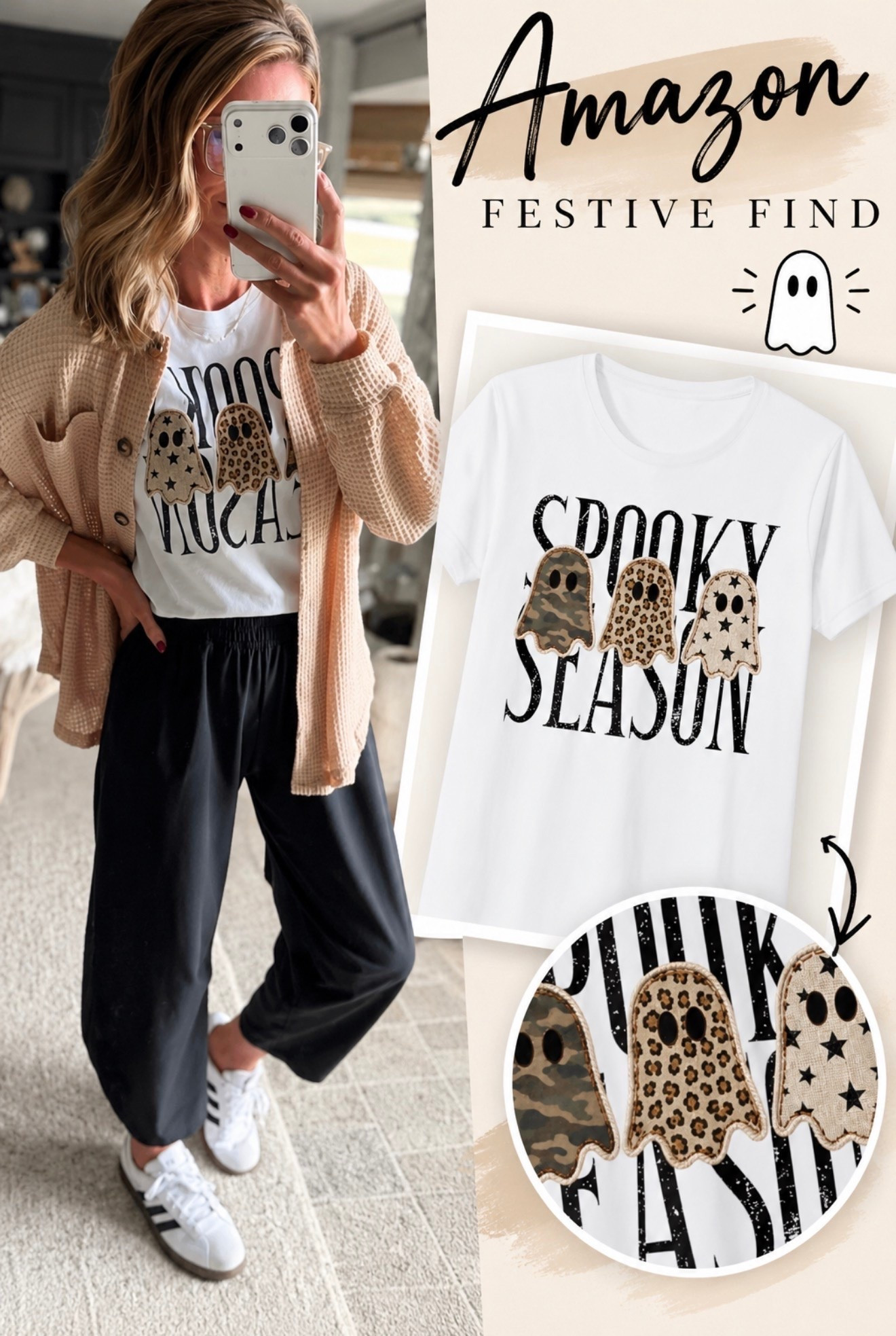 The festive Fall tee I didn’t know I needed. 
Wearing small in all pieces. 
If between sizes in pants, go down.

#LTKSeasonal #LTKOver40 #LTKootd