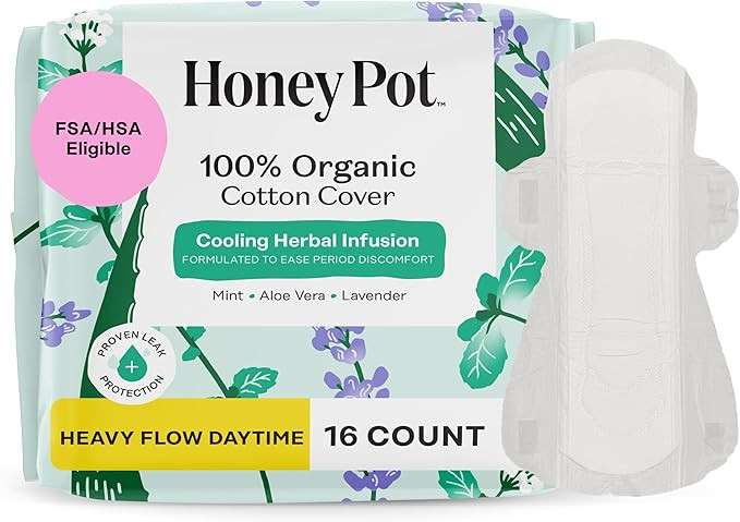 The Honey Pot Company - Herbal Sanitary Pads for Women - Heavy Flow w/Wings - Infused w/Essential... | Amazon (US)