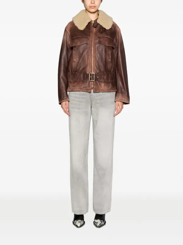 Golden Goose Shearling Leather Jacket - Farfetch | Farfetch Global