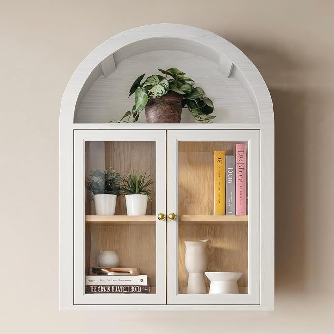 Arched Wall Mounted Display Medicine Cabinets with Tempered Glass Doors and Adjustable Shelf for ... | Amazon (US)