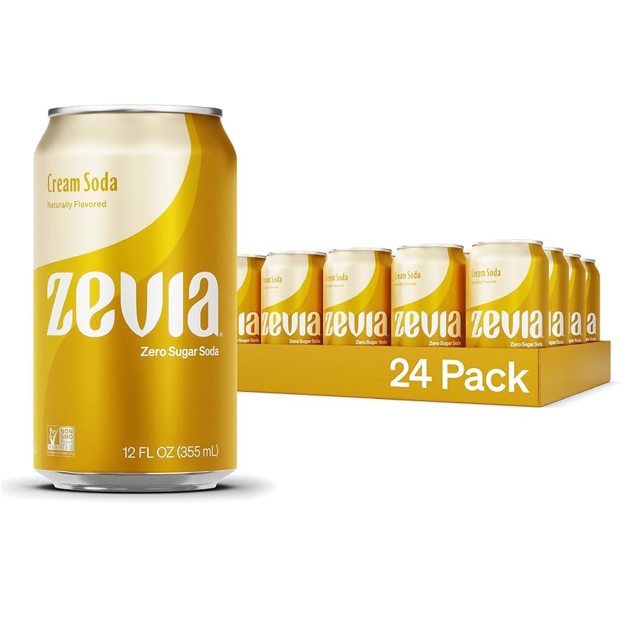 Zevia Zero Sugar Soda, Cream Soda, 12 oz Cans (24-Pack) – Naturally Sweetened, Non-GMO Project ... | Amazon (US)