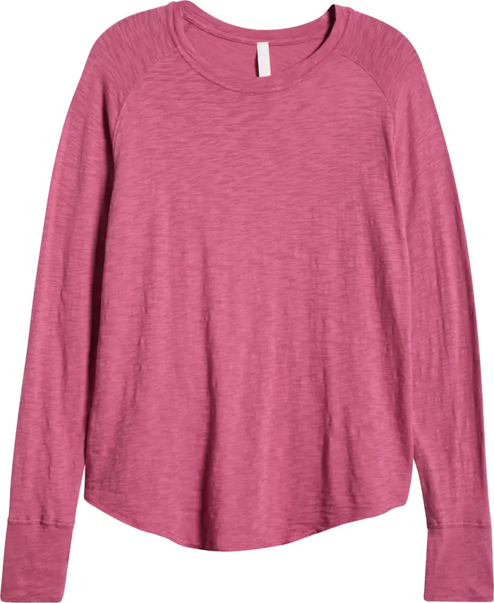 Zella Relaxed Washed Long Sleeve Slub Tee | Nordstrom | Nordstrom