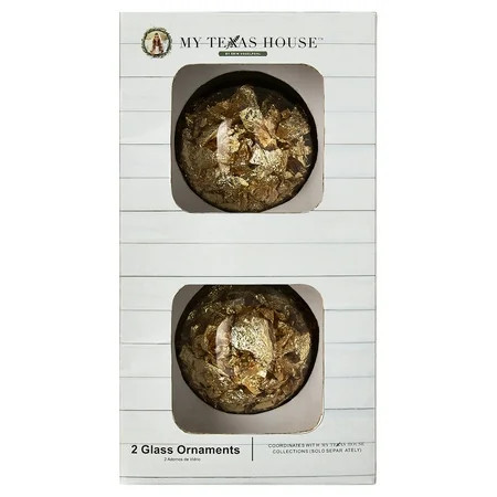 2 Count Gold Foil Glass Ornaments, 4 in, by My Texas House | Walmart (US)
