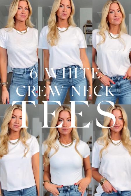 My favorite white crew neck tees. Wearing a Small in all of them. The tees are listed in the order they are shown in the reel. 
1. Madewell
2. American Giant
3. AYR
4. Cuts
5. Abercrombie 
6. Stance

#LTKstyletip #LTKunder50 #LTKworkwear