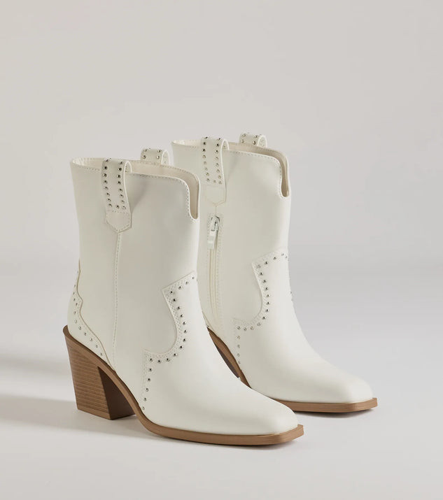 Chic Western Studded Faux Leather Booties | Windsor Stores
