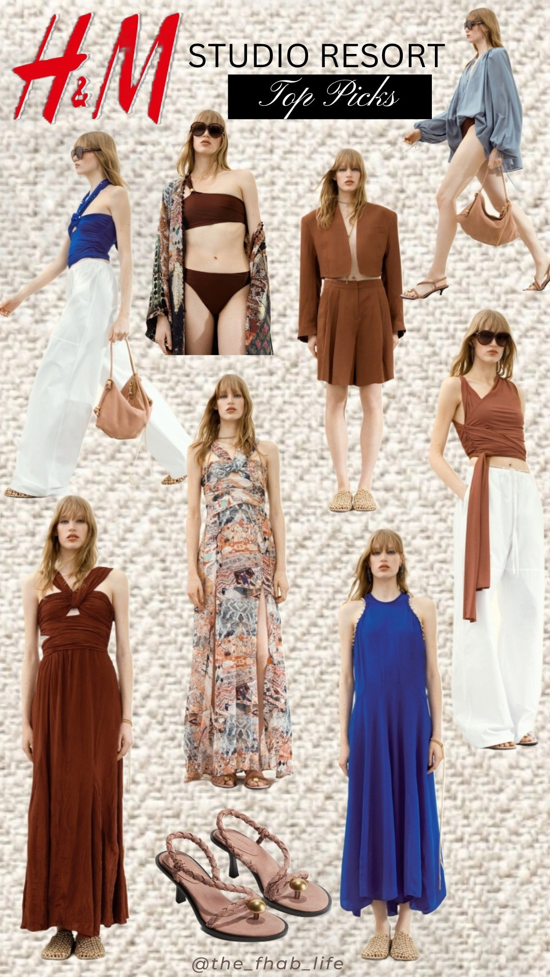 H&M Studio Resort collection. Taking inspiration from 1970s Marakesh with blues and browns. Kaftans, white trousers, brown bikinis, studs, chains, beads. And of course oversized sunnies 🤎#ltkholiday #ltkswimwear #ltkstyletip #holidayoutfits #summeroutfits

#LTKsummer #LTKAroundTheWorld #LTKtravel