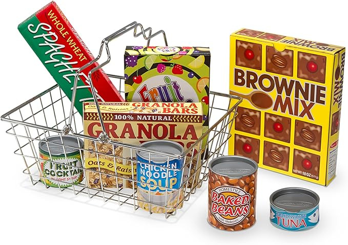 Melissa & Doug Grocery Basket - Pretend Play Toy with Heavy Gauge Steel Construction | Amazon (US)