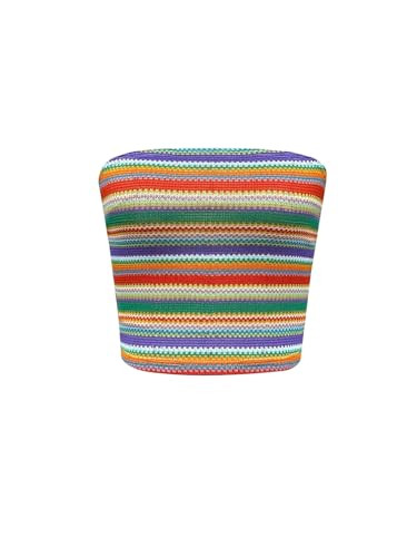 GORGLITTER Women's Strapless Stripe Knit Tube Tops Bandeau Boho Summer Backless Sleeveless Colorf... | Amazon (US)