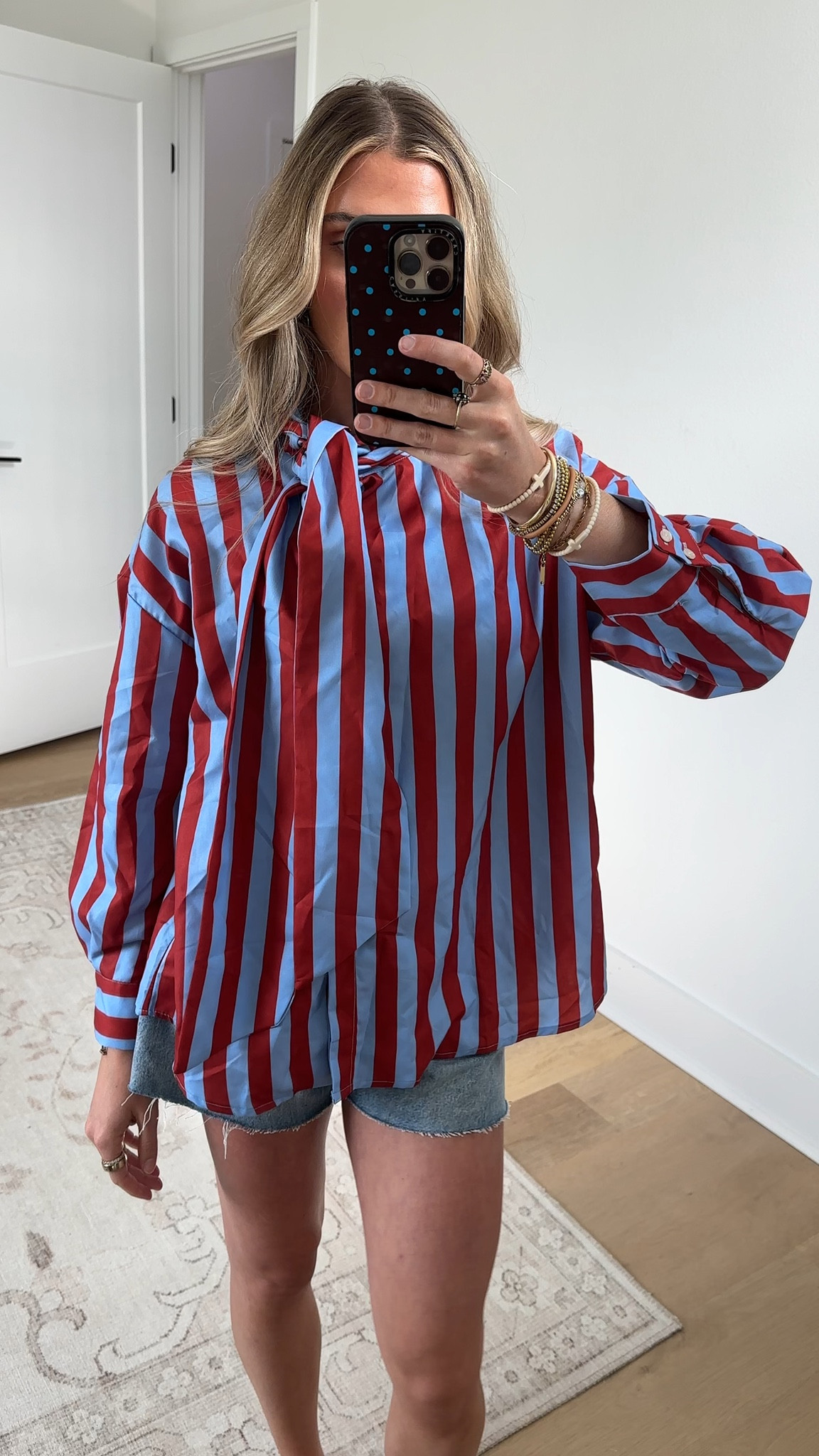 Amazon size small Chevara Women’s Oversized Striped Button Down Shirt Long Sleeve Bow Tie Collar Business Shirt Blouse

#LTKootd #LTKWorkwear #LTKSaleAlert